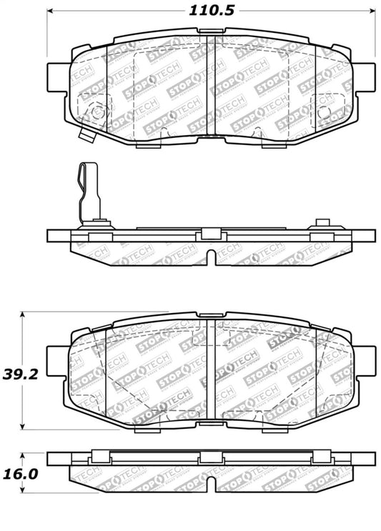 StopTech Performance 06-10 Subaru Legacy Sedan/Outback/13 BRZ / 13 Scion FR-S Rear Brake Pads