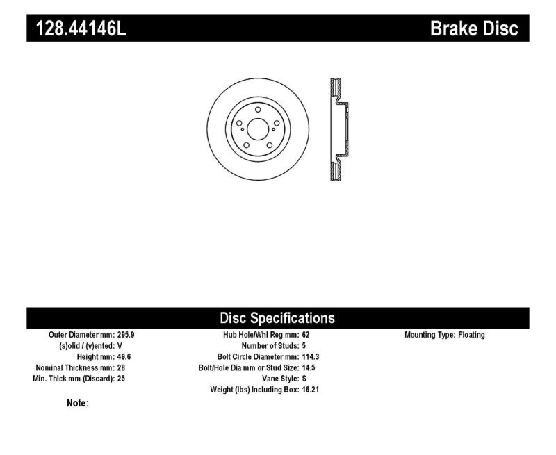 StopTech 07-13 Lexus ES 250/ES 300/ ES330/ES350 SportStop Drilled Left Front Rotor