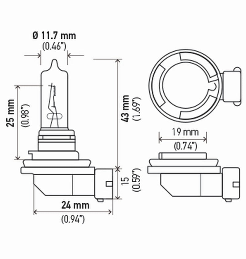 Hella H9 12V 65W PGJ19-5 HP 2.0 Halogen Bulbs