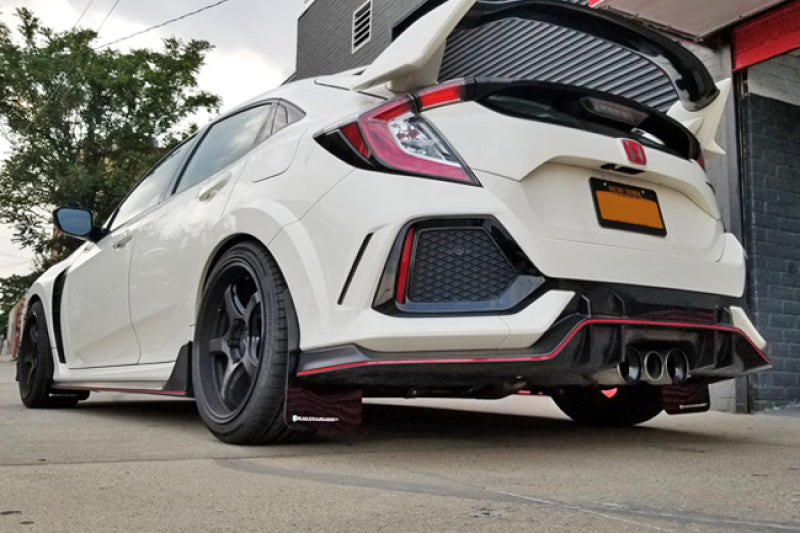 Rally Armor 17-22 Honda Civic Type R White UR Mud Flap w/Red Logo