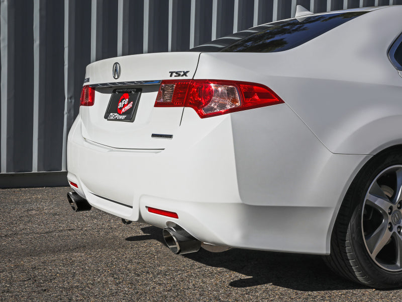 aFe 09-14 Acura TSX L4 2.4L Takeda 2-1/2in to 2-1/4in 304 SS Cat-Back Exhaust System w/ CF Tips