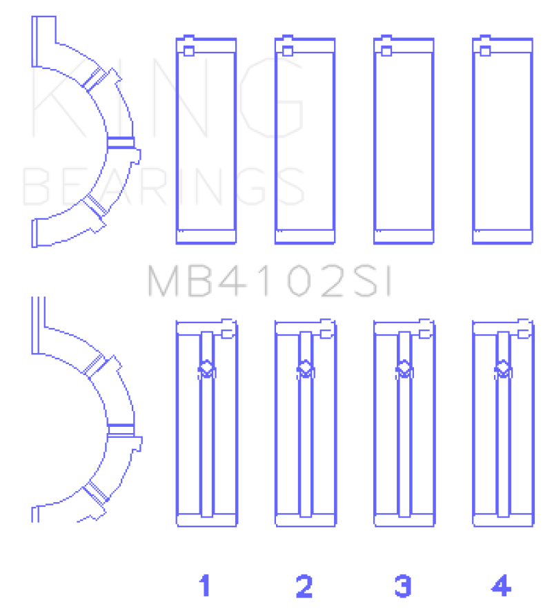 King Chrysler 226 3.7L (Size .026) Crankshaft Main Bearings (Set of 4)