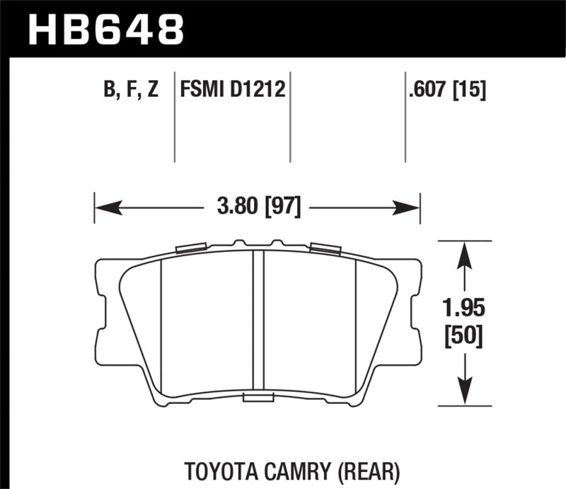 Hawk 2013-2014 Lexus ES300h HPS 5.0 Rear Brake Pads