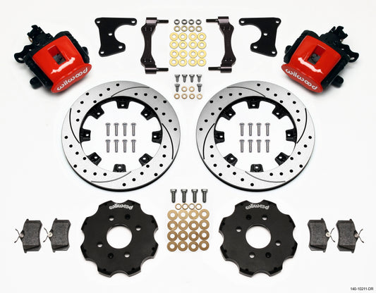 Wilwood Combination Parking Brake Rear Kit 12.19in Drilled Red Civic / Integra Drum 2.71 Hub Offset