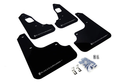 Rally Armor 08-17 Mitsubishi EVO X Black UR Mud Flap w/ Silver Logo