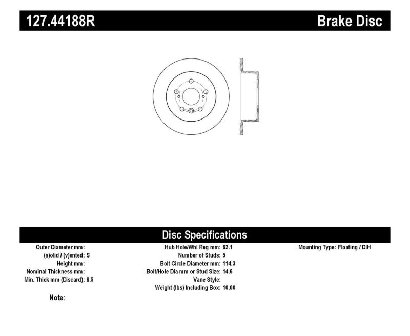 StopTech Sport Drilled & Slotted Rotor - Rear Right