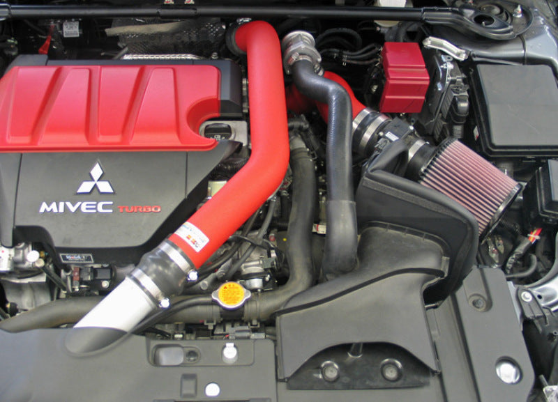 K&N 08-09 Mitsubishi Evo X Wrinkle Red Typhoon Short Ram Intake