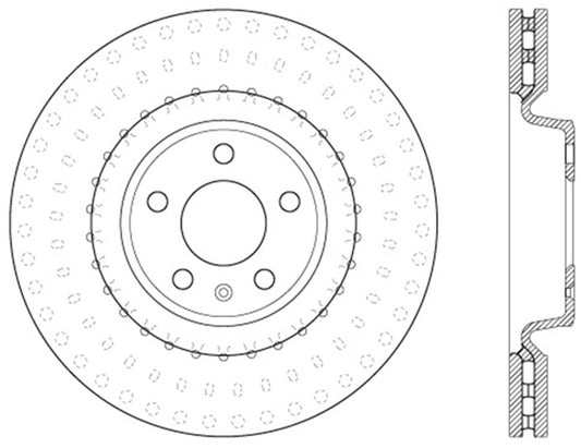 StopTech 12-13 Audi A6 Quattro/11-12 A7 Quattro / 10-13 S4 Front Right Cryo Slotted Rotor